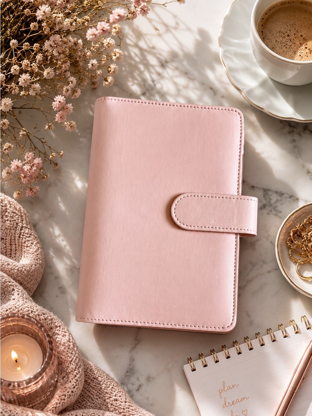 Soft Pink Organizer with Snap Closure